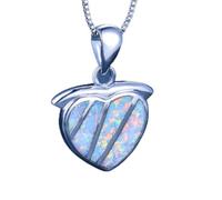 Boho Female Big Heart Pendants Necklaces White Blue Fire Opal Necklace Vintage Black Gold Wedding Necklaces For Women