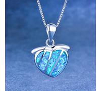 Boho Female Big Heart Pendants Necklaces White Blue Fire Opal Necklace Vintage Black Gold Wedding Necklaces For Women
