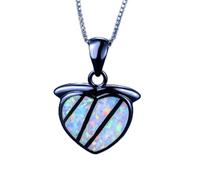 Boho Female Big Heart Pendants Necklaces White Blue Fire Opal Necklace Vintage Black Gold Wedding Necklaces For Women
