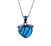 Boho Female Big Heart Pendants Necklaces White Blue Fire Opal Necklace Vintage Black Gold Wedding Necklaces For Women