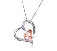 Boho Female Big Love Heart Pendants Necklaces White Blue Fire Opal Necklace Vintage Rose And Gold Mom Baby Necklaces For Women
