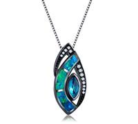 Boho Female Big Pendants Necklaces White Blue Fire Opal Necklace Vintage Black Gold Wedding Necklaces For Women