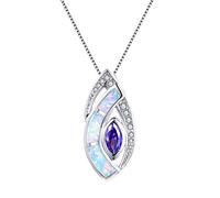 Boho Female Big Pendants Necklaces White Blue Fire Opal Necklace Vintage Black Gold Wedding Necklaces For Women