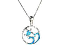Boho Female Blue Opal Pendant Cute Silver Color Chain Necklaces For Women Luxury Wave Turtle Wedding Necklace