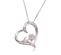 Boho Female Blue White Fire Opal Necklace Cute Big Flower Heart Pendants Necklaces Silver Color Necklaces For Women