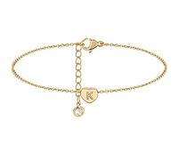 Boho Female Foot Chain 26 Letters Heart Shape Layer Hexagons Anklet 26 Initial Anklet Bracelets For Women Letters 70s Accessories for Women