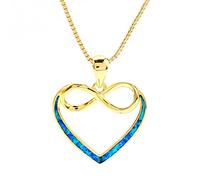 Boho Female Heart Infinity Pendant Necklace Yellow Gold Silver Color Chain Necklaces Vintage White Blue Opal Necklaces For Women