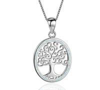 Boho Female Tree Of Life Pendant Necklace Rose And Gold Silver Color Chain Necklace Cute White Opal Wedding Necklaces For Women