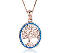 Boho Female Tree Of Life Pendant Necklace Rose And Gold Silver Color Chain Necklace Cute White Opal Wedding Necklaces For Women