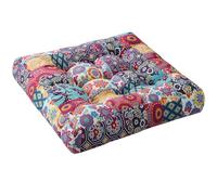 Boho Floor Pillow, Square Pillows Seating for Adults and Kids, Large Cushion for Yoga Living Room Tatami Sitting Home Decor, Memory Foam Added, 22x22 Inch, Multi Patchwork