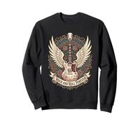 Boho Floral Acoustic Guitar Wings 80s Rock And Roll Music Sweatshirt