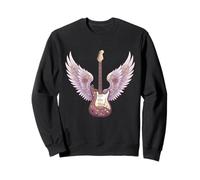 Boho Floral Acoustic Guitar Wings 80s Rock And Roll Music Sweatshirt