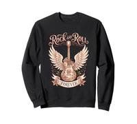 Boho Floral Acoustic Guitar Wings 80s Rock And Roll Music Sweatshirt