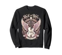 Boho Floral Acoustic Guitar Wings 80s Rock And Roll Music Sweatshirt