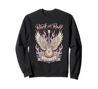 Boho Floral Acoustic Guitar Wings 80s Rock And Roll Music Sweatshirt