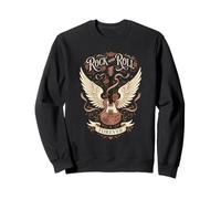 Boho Floral Acoustic Guitar Wings 80s Rock Music Sweatshirt