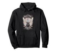 Boho Floral Acoustic Guitar Wings Retro 80s Music Pullover Hoodie