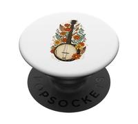 Boho Floral Banjo Folk Music PopSockets Adhesive PopGrip