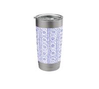 Boho Floral Blockprint Pattern in Blue Stainless Steel Insulated Tumbler