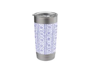 Boho Floral Blockprint Pattern in Blue Stainless Steel Insulated Tumbler