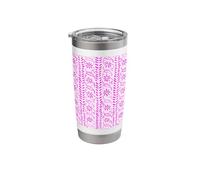 Boho Floral Blockprint Pattern in Hot Pink Stainless Steel Insulated Tumbler