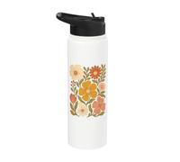 Boho Floral Bloom Vintage Flower Art Stainless Steel Insulated Water Bottle