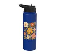 Boho Floral Bloom Vintage Flower Art Stainless Steel Insulated Water Bottle