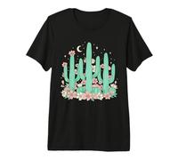 Boho Floral Cactus Moon Desert Southwest Western Cactus Premium T-Shirt