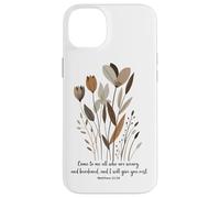 Boho Floral Christian Bible Verse Matthew 11:28 Aesthetic Case for iPhone 14 Plus