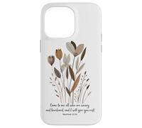 Boho Floral Christian Bible Verse Matthew 11:28 Aesthetic Case for iPhone 14 Pro Max