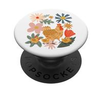Boho Floral Cottagecore Mama Hen Farm Gift for Chicken Mom PopSockets Adhesive PopGrip