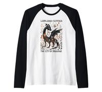 Boho Floral Dragon Ljubljana Slovenia City of Dragons Raglan Baseball Tee