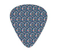 Boho Floral Guitar Picks Picks 12 Pack with Thin Box,Fantastic Illustration of Funky Geometric Curvy Ethnic Boho Floral,Special Guitar Plectrums Gift Set for Guitarist,Navy Blue
