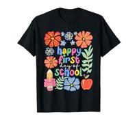 Boho Floral Happy First Day of School Preschool Teacher Girl T-Shirt