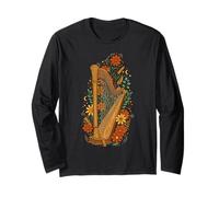 Boho Floral Harp Harpist Long Sleeve T-Shirt