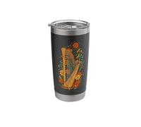 Boho Floral Harp Harpist Stainless Steel Insulated Tumbler