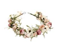 Boho Floral Headband - Adjustable Artificial Garland Hair | Stylish Polyester Festival Style Kit | Decorative Headwear for Maria Events