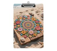 Boho Floral Mandala Clipboard, A4 Acrylic Clipboards with Hanging Hook, Ultra Lightweight & Shatterproof Writing Board for Office, Nurses, 8.5" X 12.5"