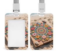 Boho Floral Mandala ID Badge Holder with & Lanyard - Durable ABS Plastic, Vertical ID Card Holders, Waterproof Badge Reel for Nurse, Teacher, Office & Gym
