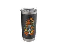 Boho Floral Mic Microphone Podcast Host Singer Stainless Steel Insulated Tumbler
