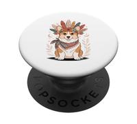 Boho Floral Pembroke Welsh Corgi Corgis PopSockets Adhesive PopGrip