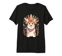 Boho Floral Pembroke Welsh Corgi Corgis Premium T-Shirt