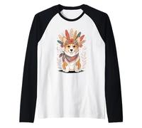 Boho Floral Pembroke Welsh Corgi Corgis Raglan Baseball Tee