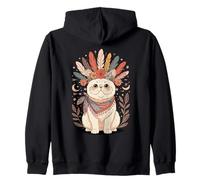 Boho Floral Persian Cat Zip Hoodie