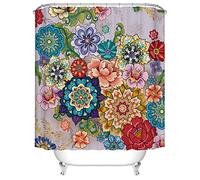 Boho Floral Print Shower Curtains Colorful Bohemian Flower Waterproof Fabric Bathroom Curtain for Modern Bathroom Decor