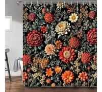 Boho Floral Shower Curtain, Vintage Flower Tropical Leaves Chic Elegant Decor Bathroom Curtains, Modern Farmhouse Abstract Colorful Shower Curtain Set with Hook 60X70in
