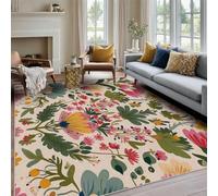 Boho Floral Small Rugs for Entryway 40 x 60, Home Bedroom Kitchen Decor, Flower Botanical Pattern Soft Washable Indoor Door Mats, Non Slip KS298