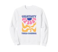 Boho Floral Style Creativity Takes Courage Groovy Artwork Sweatshirt