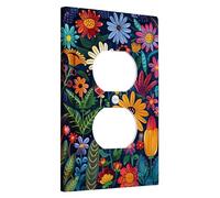 Boho Floral Switch Cover Plates Rustic Flowers Multicolor Wall Decor Thermoplastic Wall Plates Standard Size Single Duplex Plug