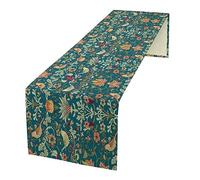 Boho Floral Table Runner, William Morris Vintage Flowers Birds Strawberry Dinner Runner for Home Kitchen Dining Table Decoration 13"x60"